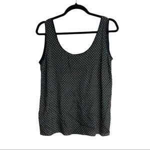 MASSIMO DUTTI Silk Sleeveless Printed Blouse Tank Top Black White 10